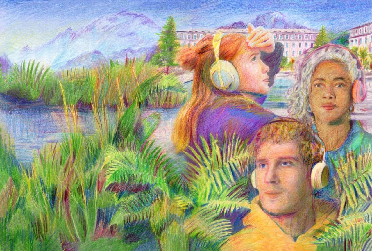 Visages qui écoutent et regardent au loin
