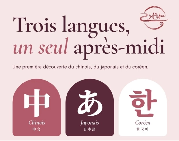 Trois langues, un seul après-midi. Une première découverte du chinois, du japonais et du coréen.
