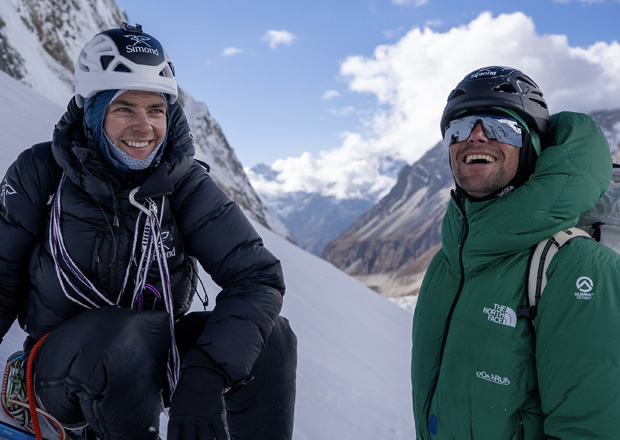 Nicolas Jean et Benjamin Vedrines au retour de leur ascension