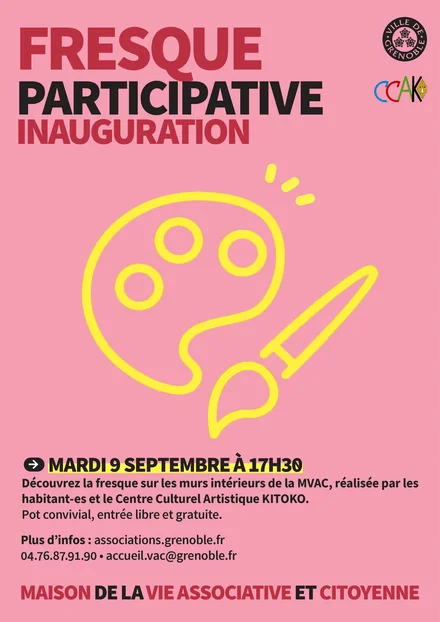 Inauguration de la fresque participative, mardi 9 septembre à 17h30 à la Maison de la Vie Associative et Citoyenne.