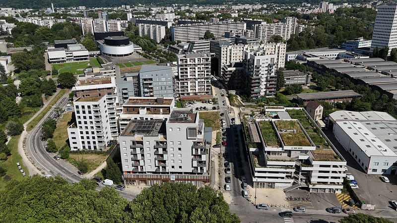 Vue aérienne des immeubles de l'écoquartier Flaubert