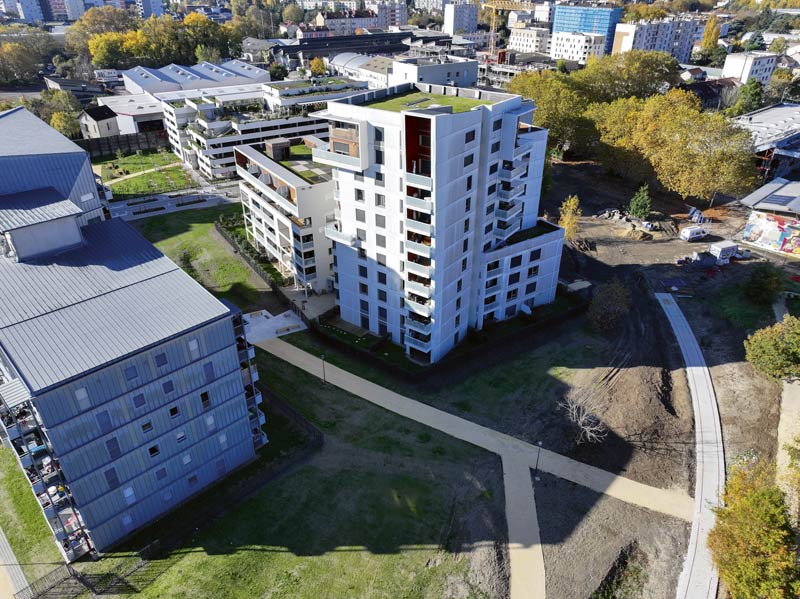 Vue drone du quartier et des travaux.