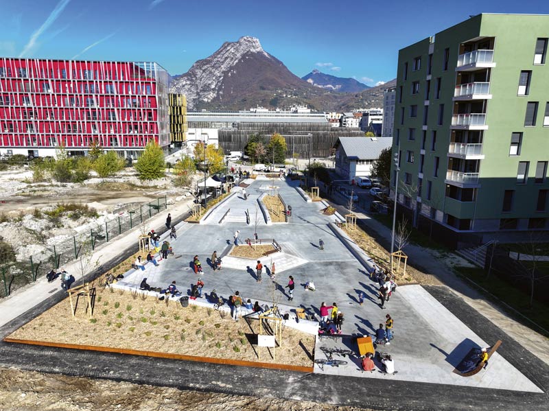 Vue aérienne du skatepark.