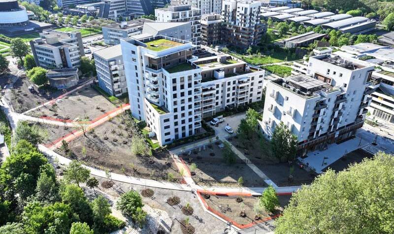 Le parc Flaubert en chantier vu du ciel.