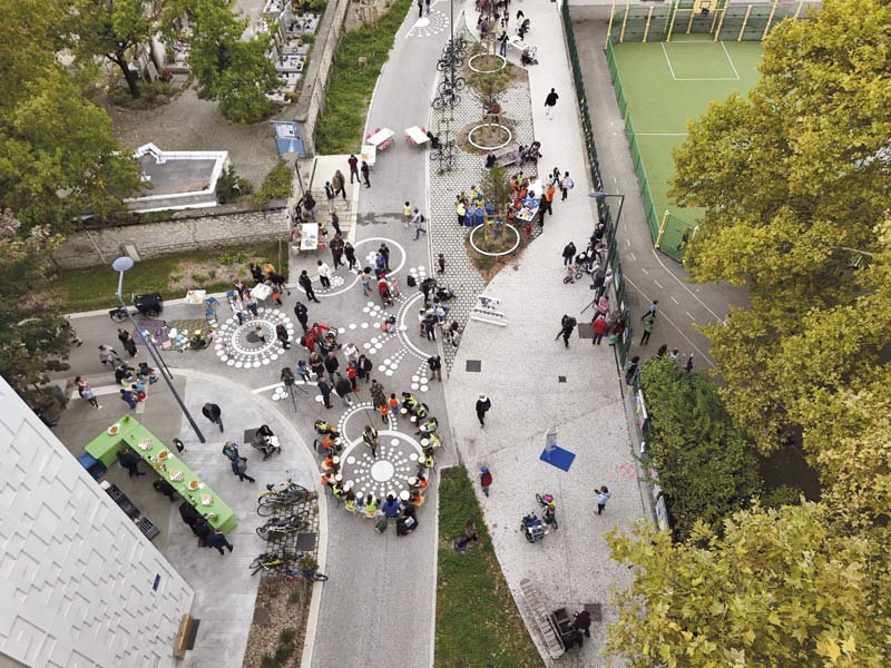 L'inauguration des aménagements vue du ciel.