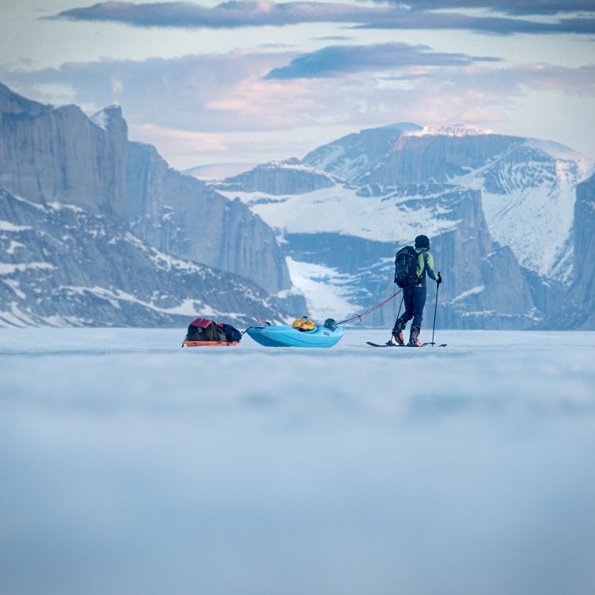 Skieur sur la glace