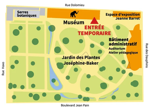Plan d'accès au Muséum pendant les travaux